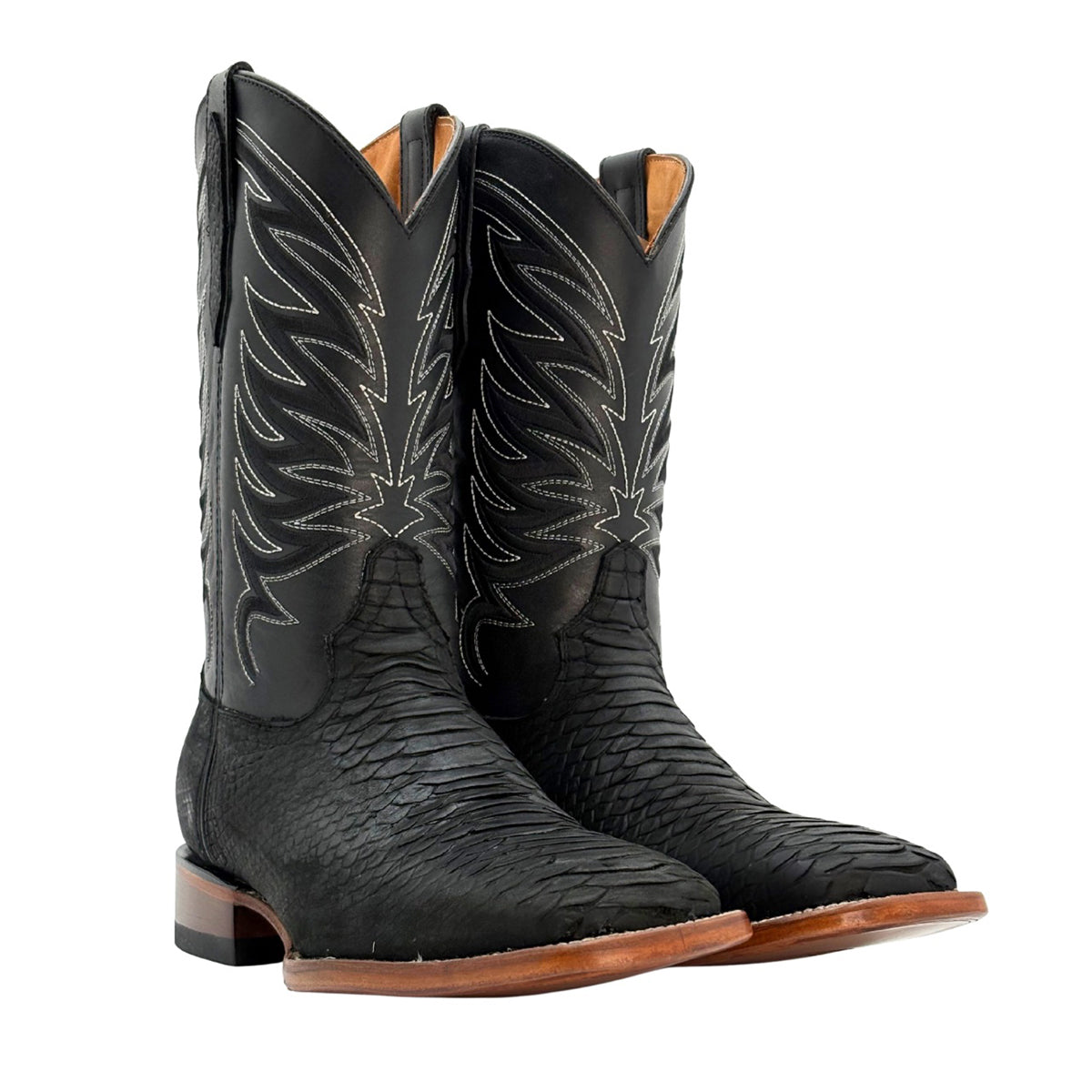 Bota vaquera piel grabado phyton negra Calzado del Bajío-26.5