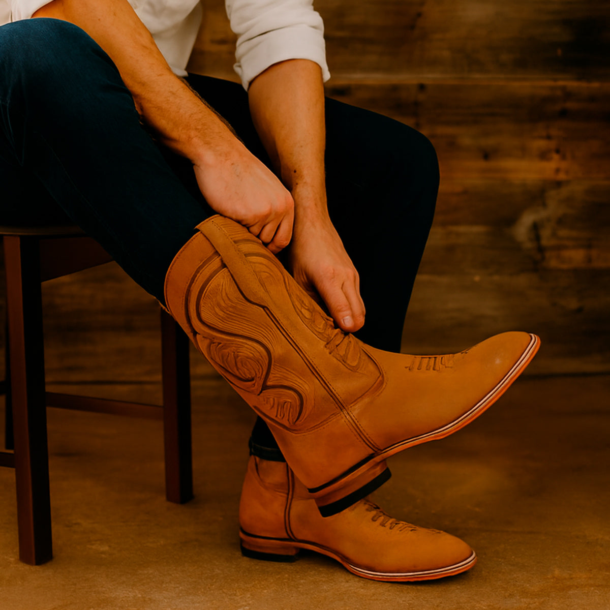 Bota vaquera piel grabado phyton cafe Calzado del Bajío-28.5
