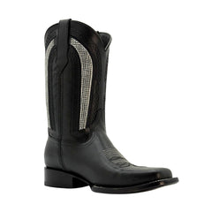 Bota vaquera piel suela cuero rodeo negra Calzado del Bajío-27.5