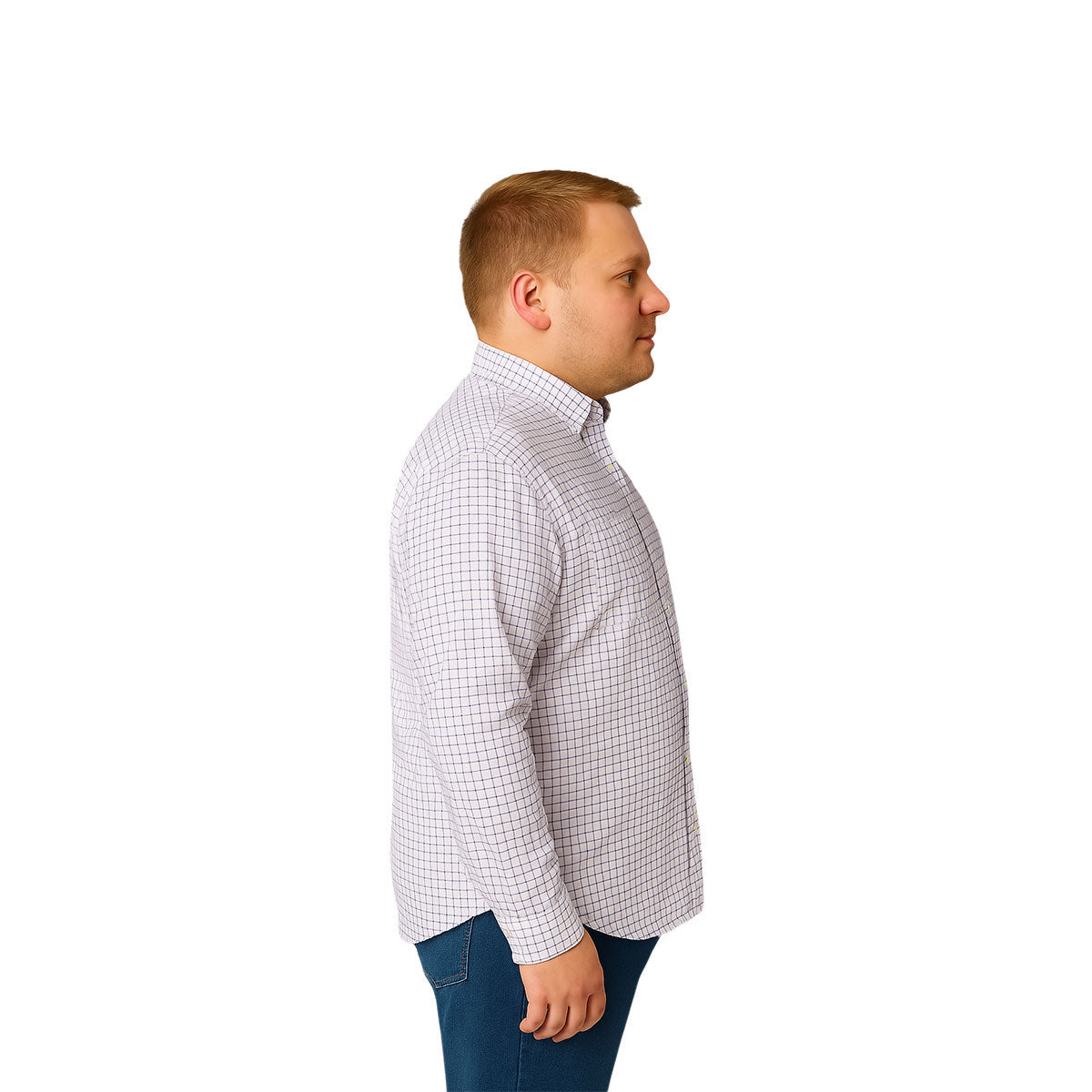 Camisa Big Kong Blanca Cuadros Azul Rojo Hombre Grande-6XL