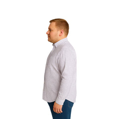 Camisa Big Kong Blanca Cuadros Azul Rojo Hombre Grande-XL