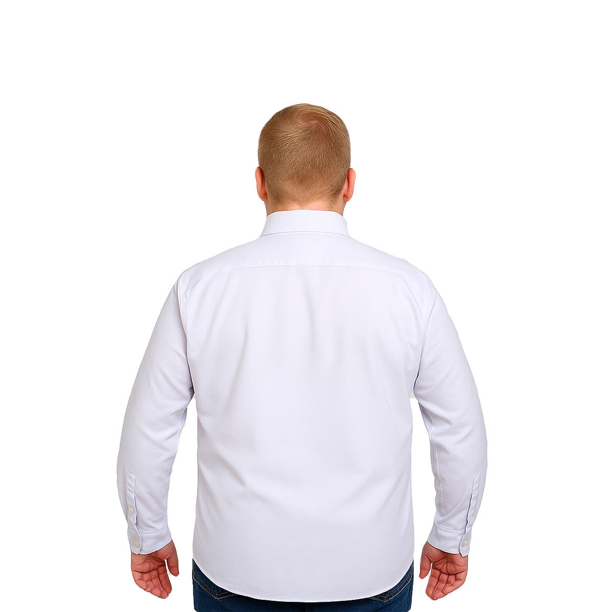 Camisa Big Kong Blanca Lisa Hombre Grande Formal Manga Larga-XL