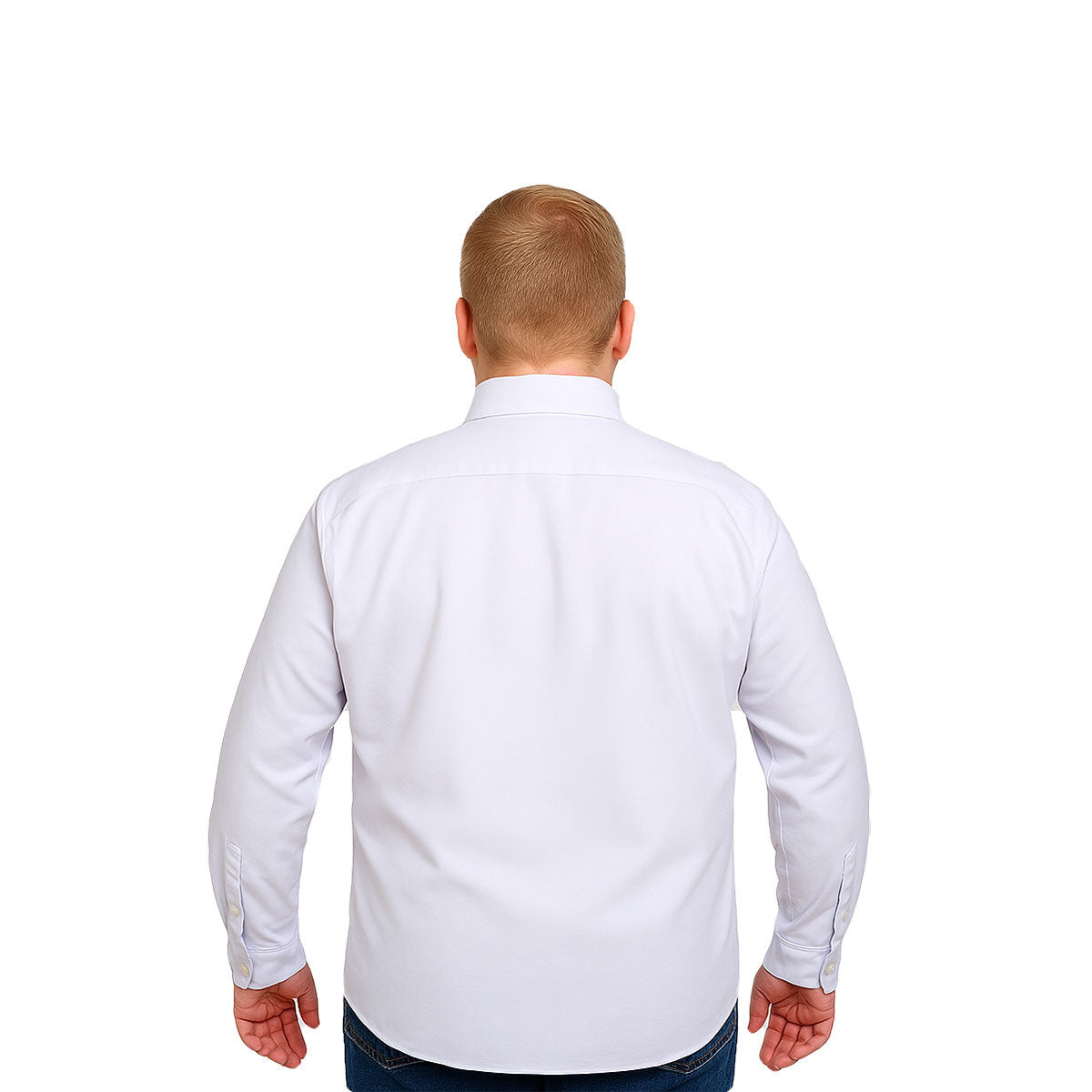 Camisa Big Kong Blanca Lisa Hombre Grande Formal Manga Larga-XL