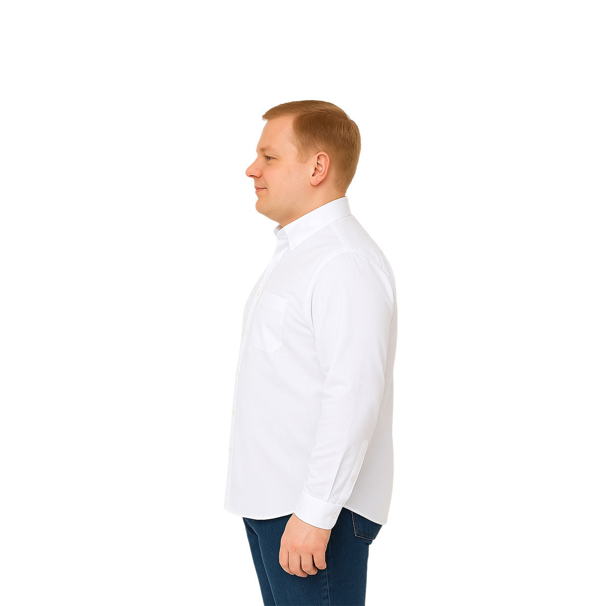 Camisa Big Kong Blanca Lisa Hombre Grande Formal Manga Larga-2XL