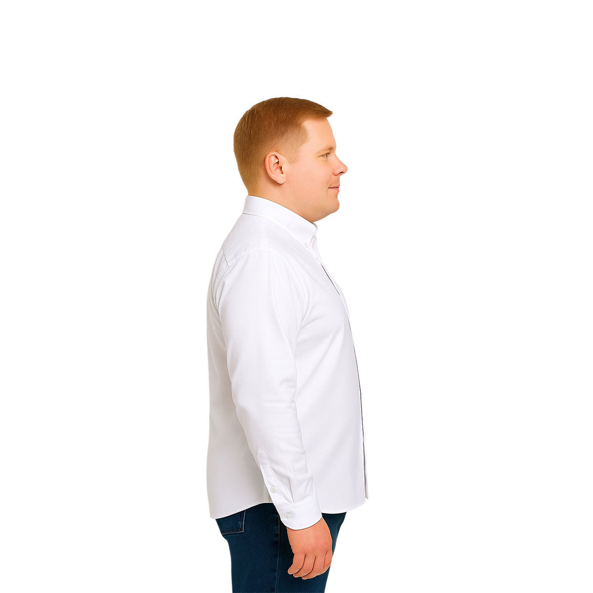 Camisa Big Kong Blanca Lisa Hombre Grande Formal Manga Larga-3XL