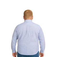 Camisa Hombre Big Kong USA Blanca Mil Rayas Azul Manga Larga-XL