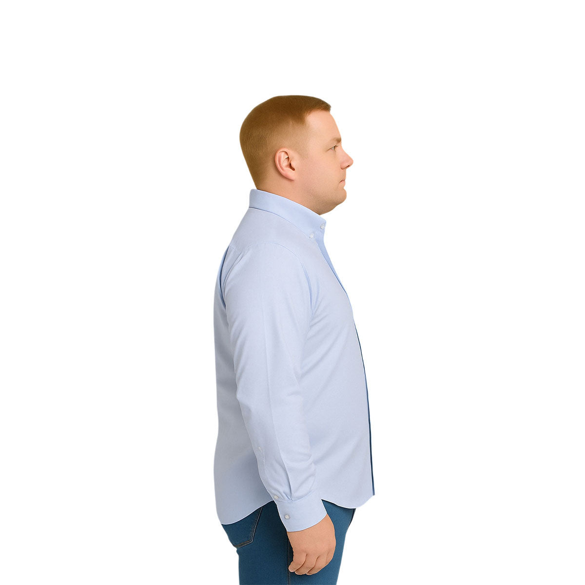 Camisa Hombre Big Kong USA Blanca Mil Rayas Azul Manga Larga-5XL