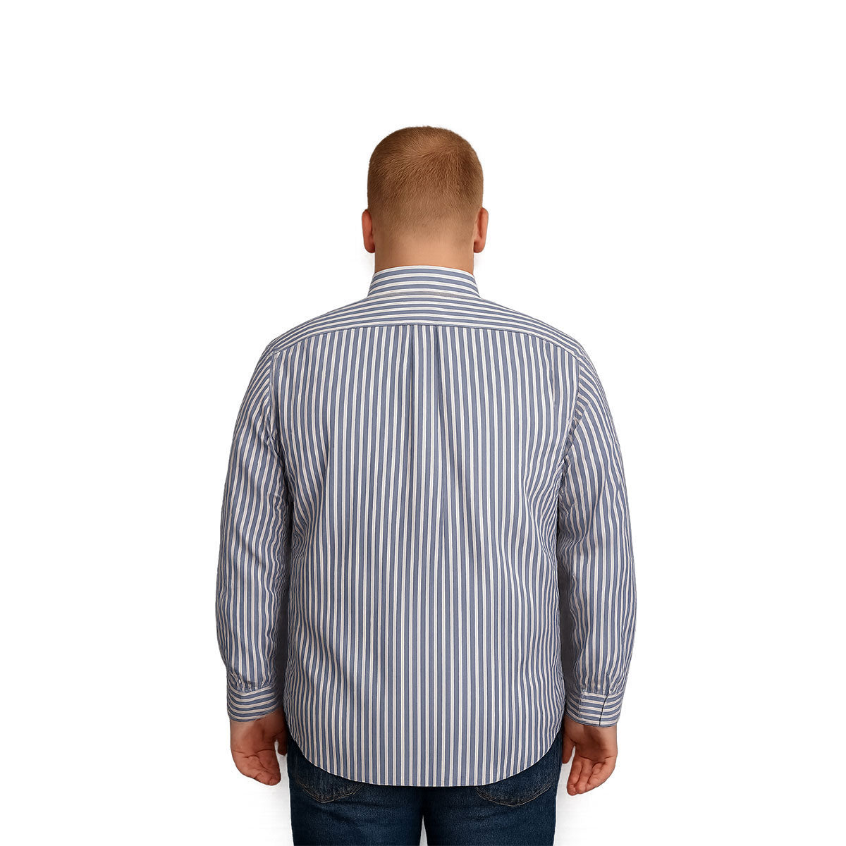 Camisa Big Kong Blanca Rayas Grises Hombre Grande Formal-2XL