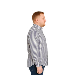 Camisa Big Kong Blanca Rayas Grises Hombre Grande Formal-2XL