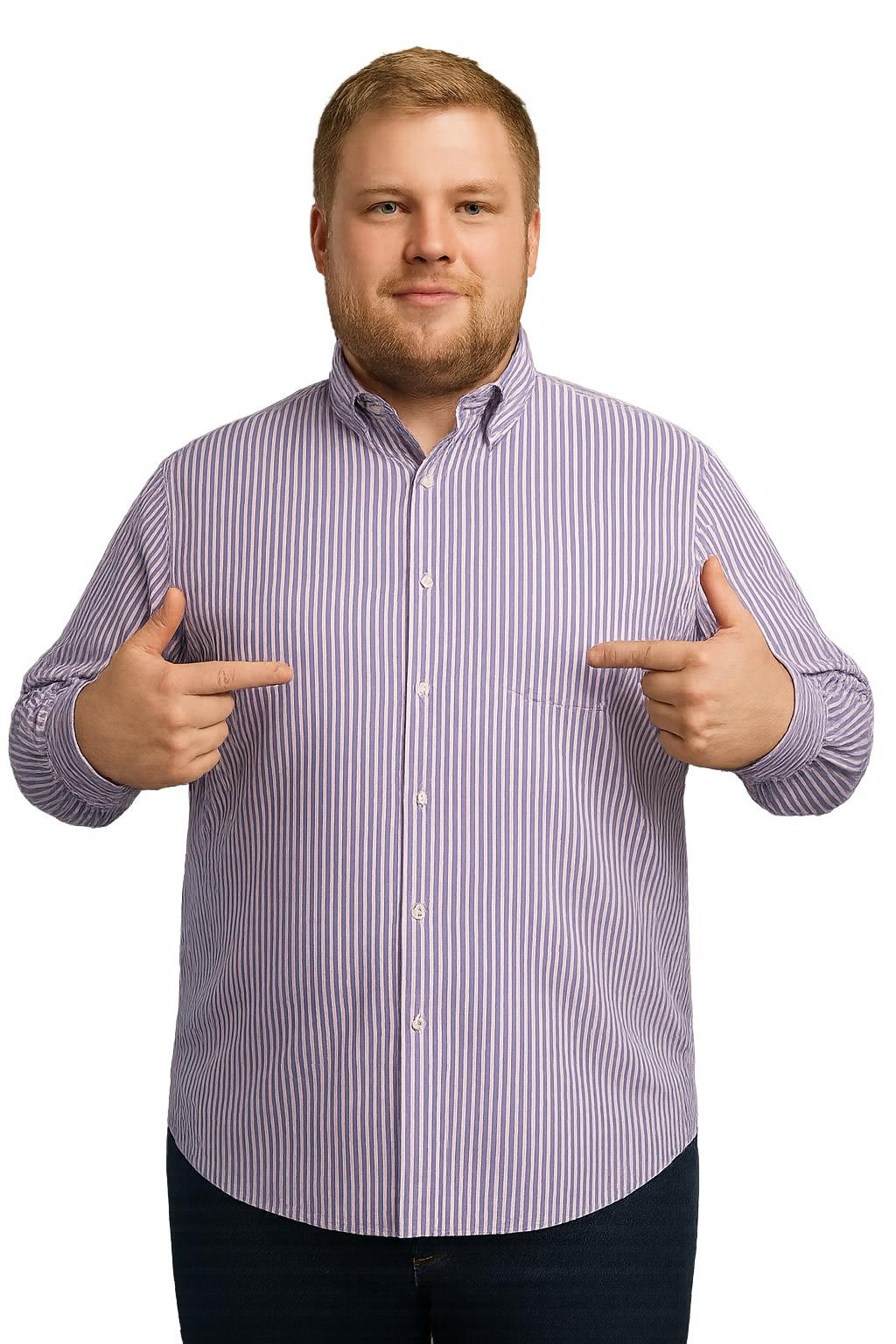Camisa rayas morado para hombre Big Kong talla grande-XL