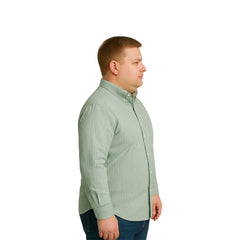 Camisa Big Kong Blanca Rayas Verdes Hombre Grande Formal-4XL