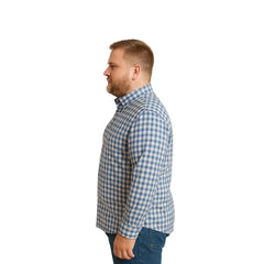 Camisa Big Kong Cuadros Azul Marino Hombre Talla Grande-4XL
