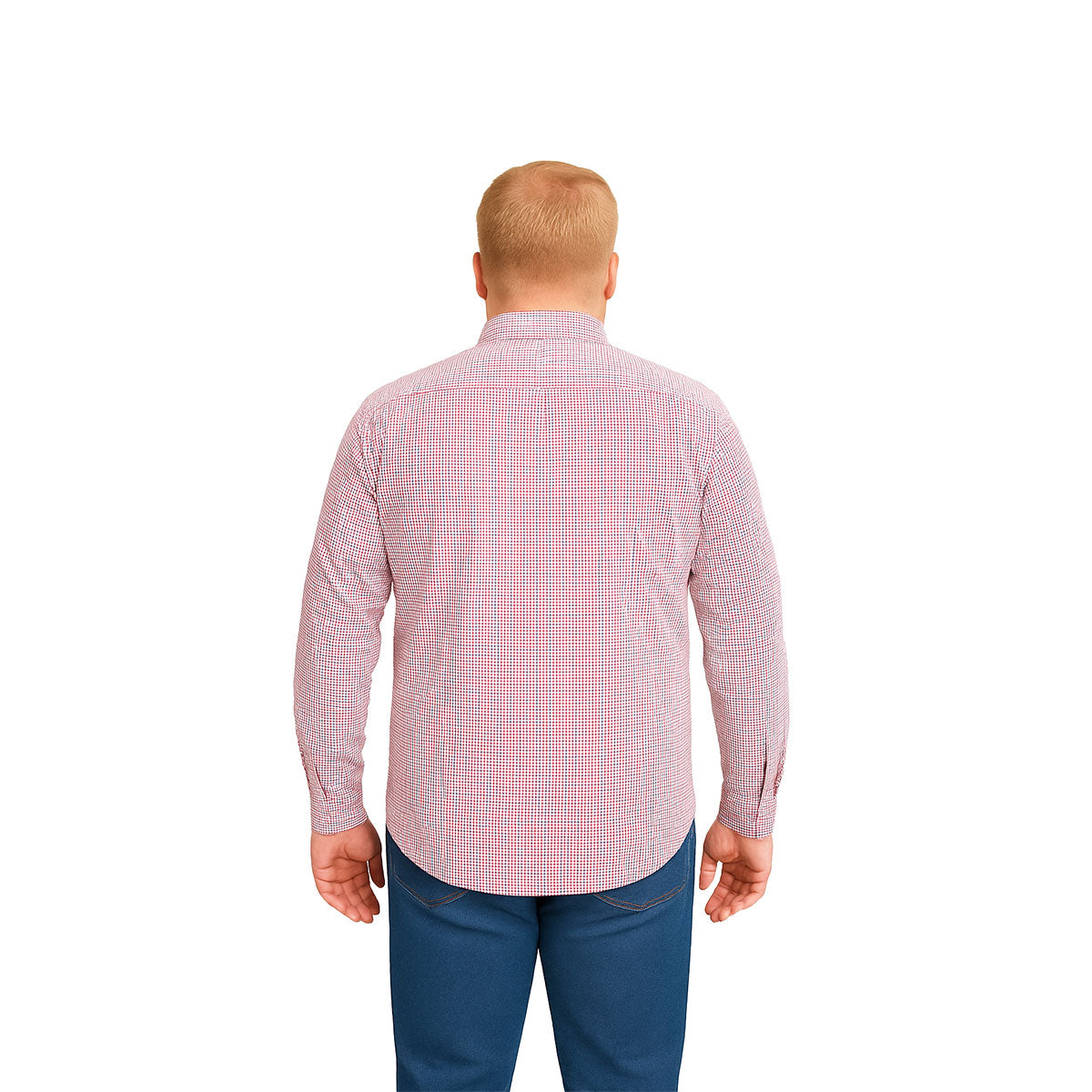 Camisa Big Kong manga larga cuadros rosa talla grande 4XL-4XL