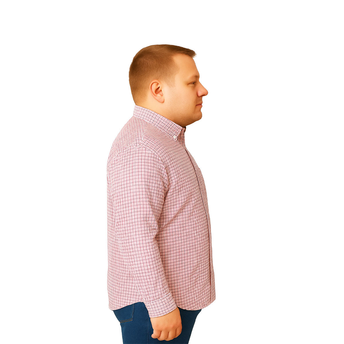 Camisa Big Kong manga larga cuadros rosa talla grande 5XL-5XL