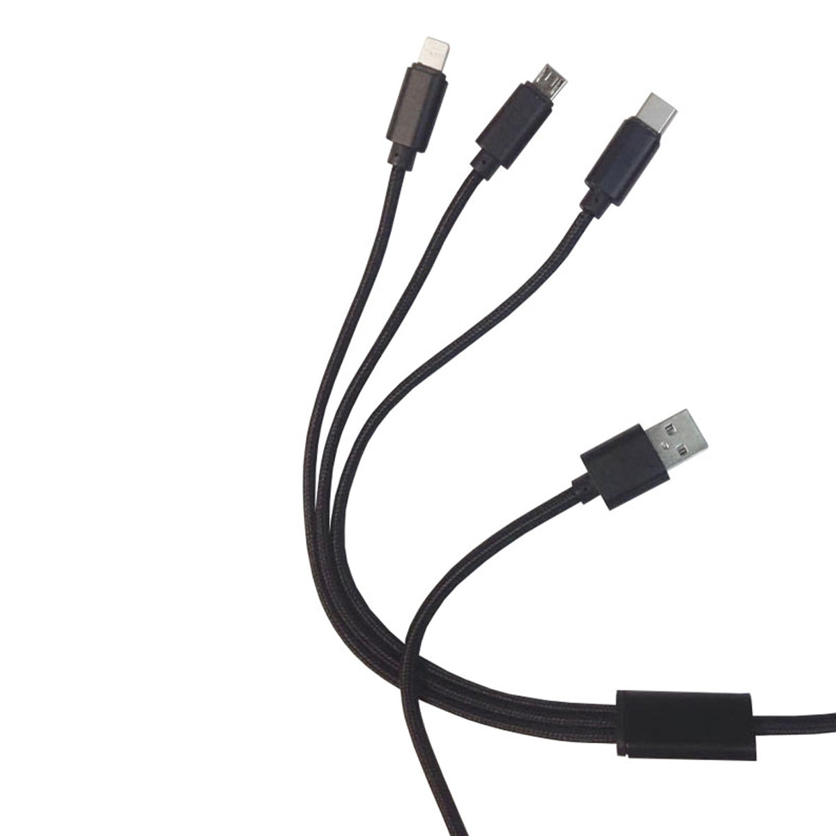 CABLE 3EN1 TIPOC/IPH5/MOV8 AGUJETA 1M NEGRO