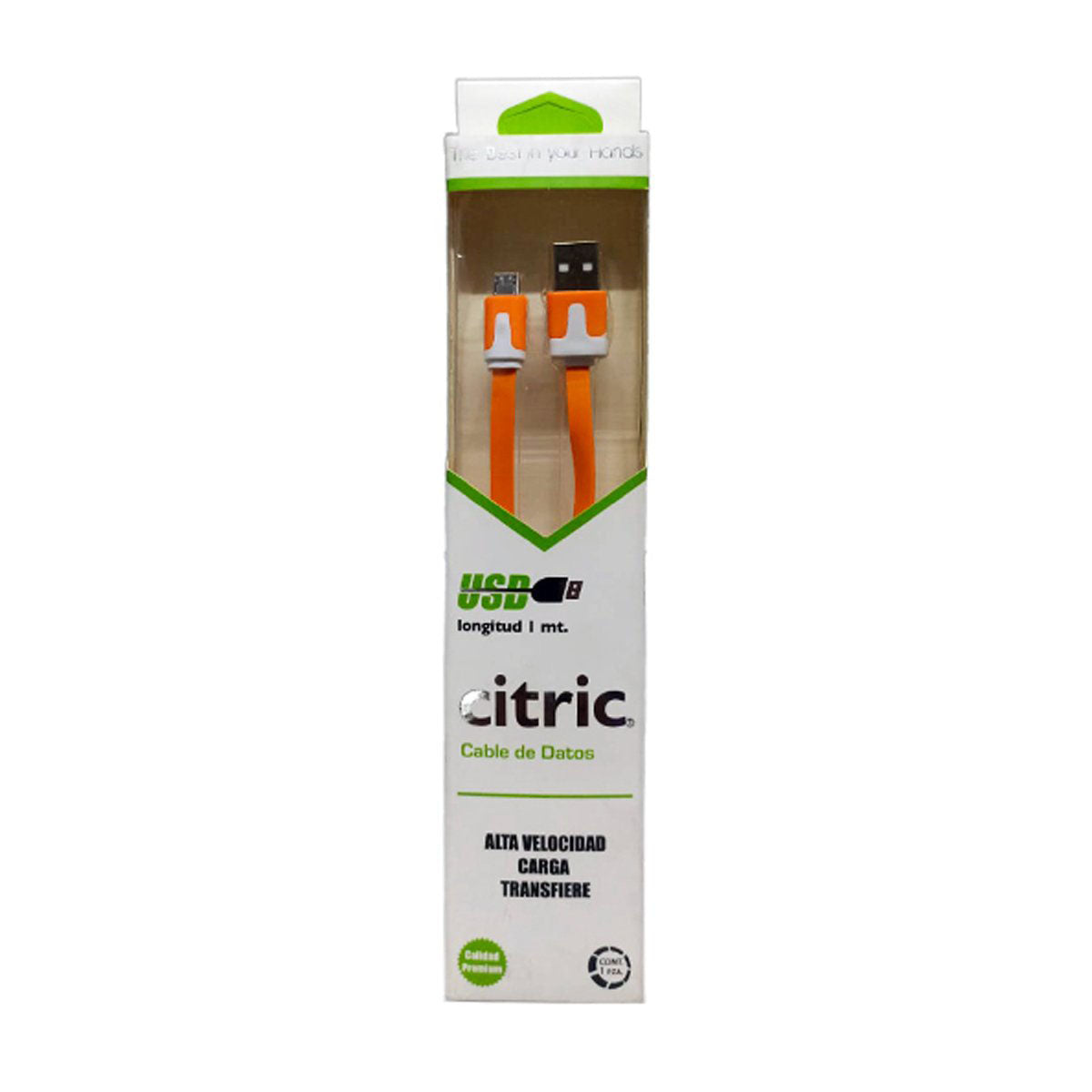 CABLE MICRO USB 1METRO NARANJA