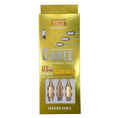 Cable Cargador 3 en 1 Tipo C Lightning V8 1 Metro Universal USB