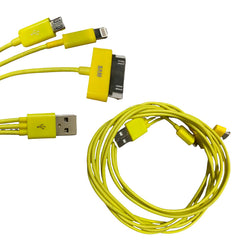 CABLE 3EN1 V8/IP4/IP5 1M AMARILLO