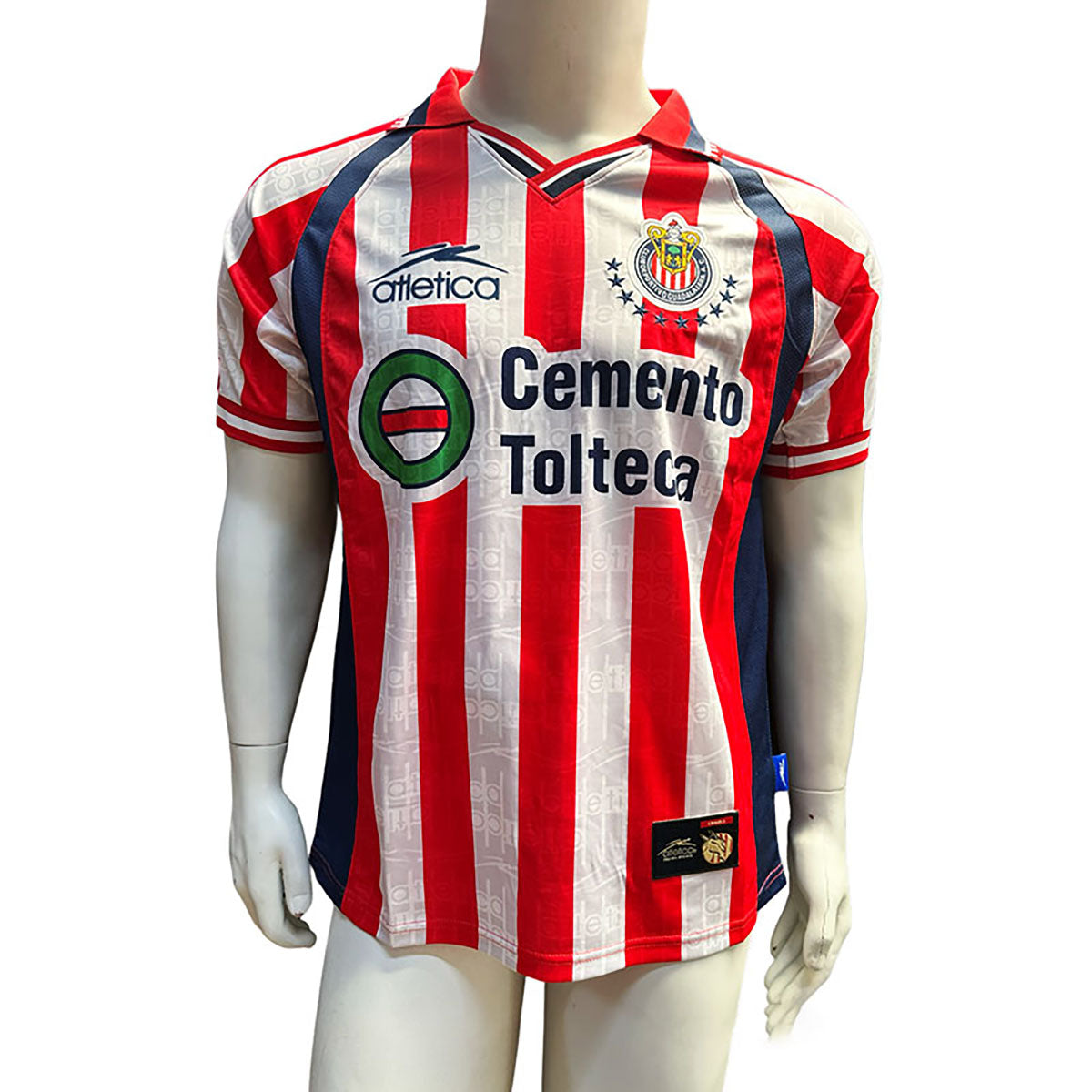 JERSEY ATLETICA RETRO CHIVAS MANGA CORTA ROJO BLANCO TALLA XL