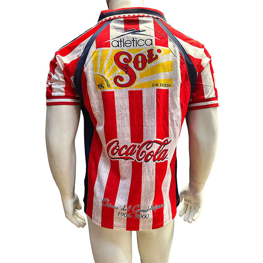 JERSEY ATLETICA RETRO CHIVAS MANGA CORTA ROJO BLANCO TALLA L
