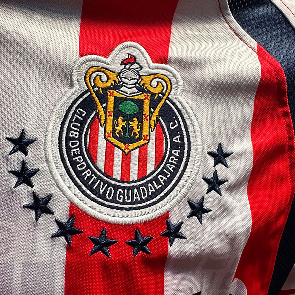 JERSEY ATLETICA RETRO CHIVAS MANGA CORTA ROJO BLANCO TALLA L