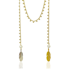 Collar largo ajustable de plumas bicolor Vangania 100cm-100