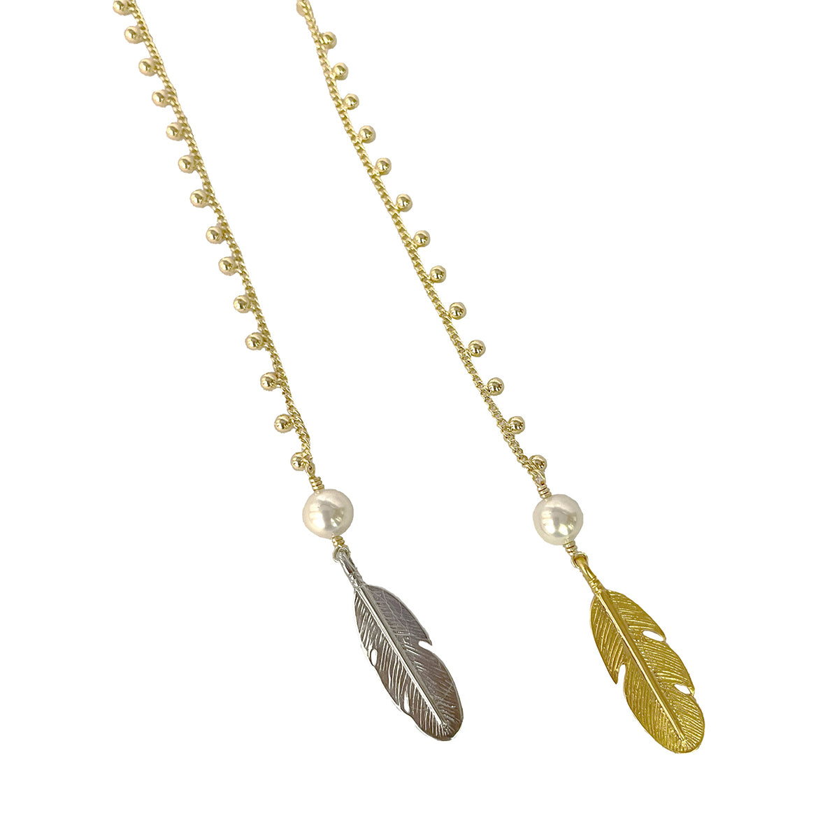 Collar largo ajustable de plumas bicolor Vangania 100cm-100