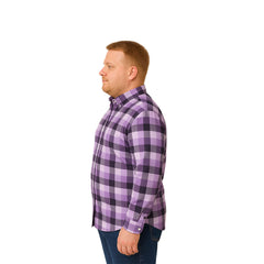 Camisa Big Kong Lila Cuadros Morado Hombre Grande Formal-6XL