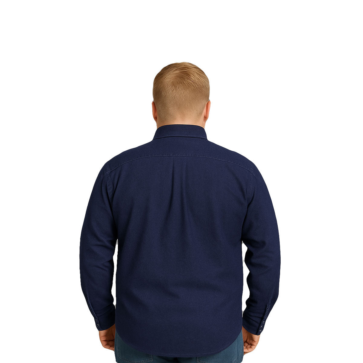 Camisa Big Kong Marino Lisa Hombre Grande Formal Manga Larga-XL