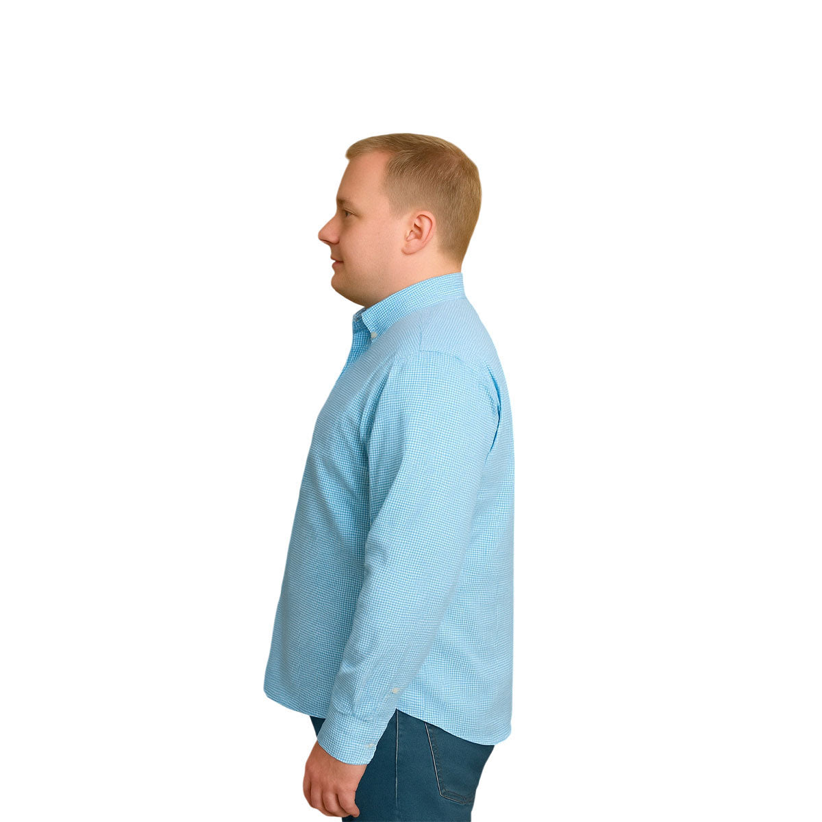 Camisa Big Kong USA Hombre Rayas Azul Turquesa Manga Larga-4XL