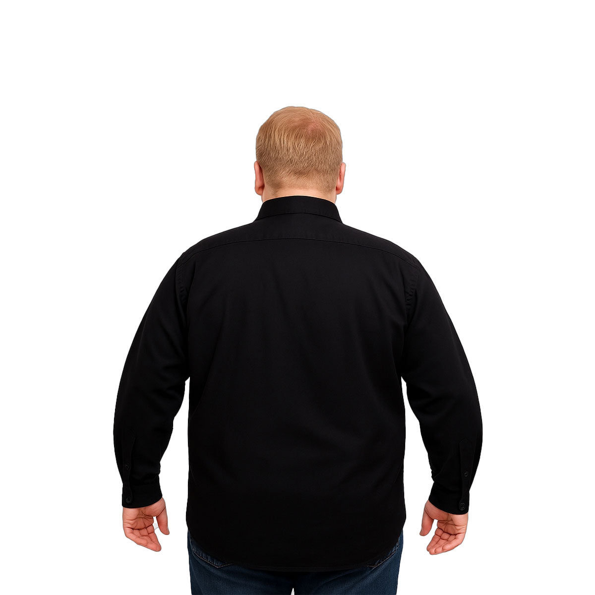 Camisa Big Kong Negra Lisa Hombre Grande Formal Manga Larga-XL