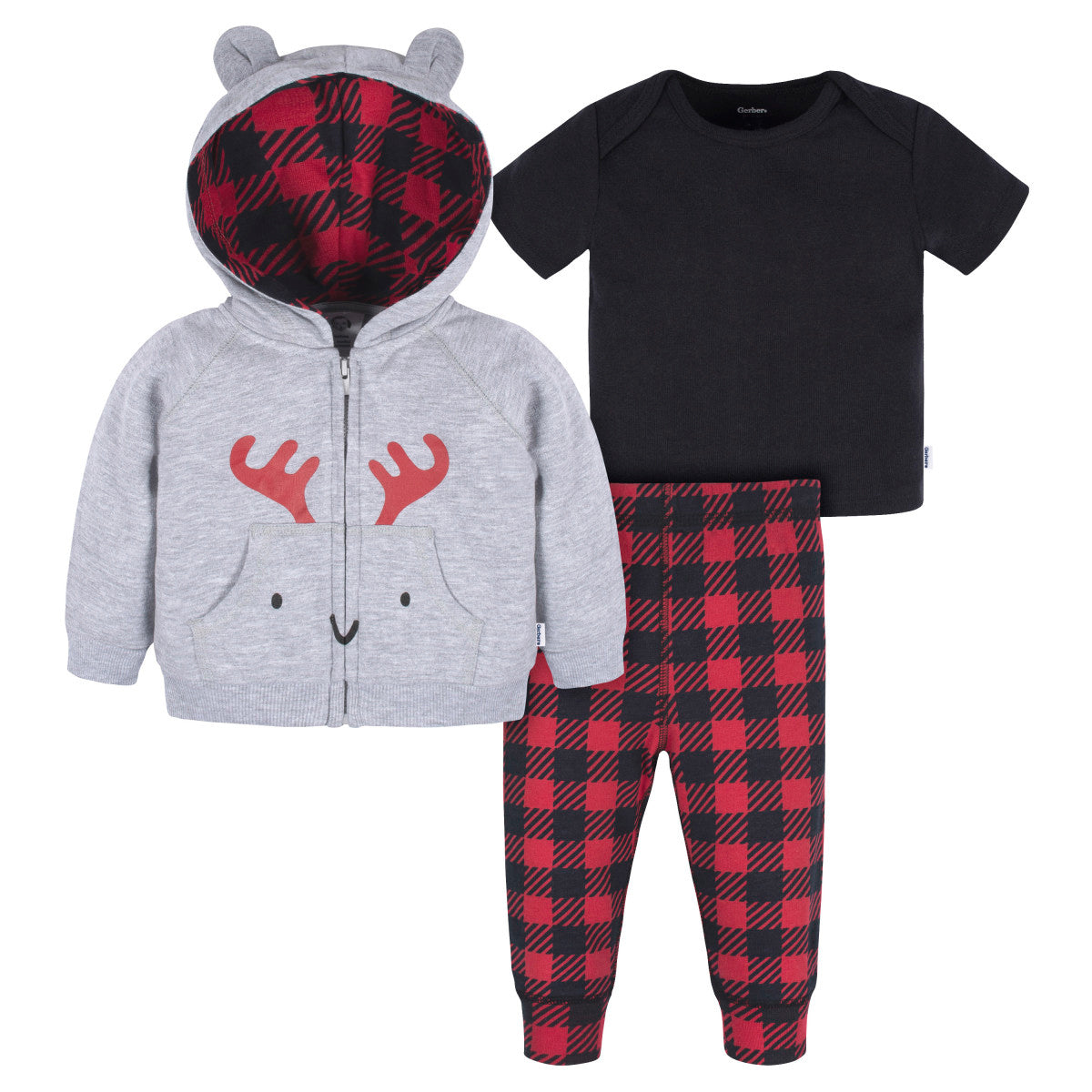 Conjunto Gerber niño 3 piezas sudadera capucha ropa invierno-3-6M