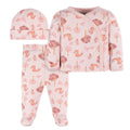 Conjunto Gerber para bebé 3 piezas algodón rosa 0 a 6 meses-0-3M
