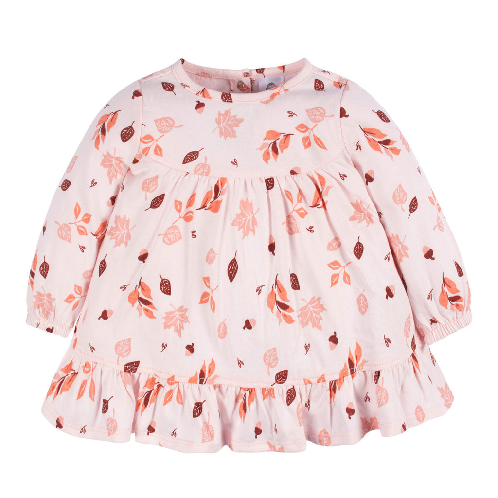 Conjunto bebé niña Gerber vestido y leggings algodón-0-3M, 3-6M, 6-9M, 12M