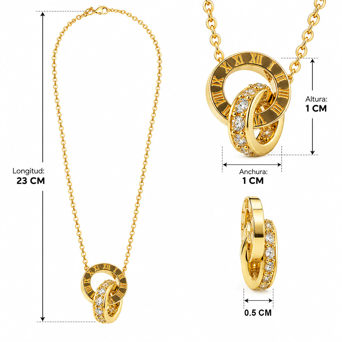 Collar Cronos & Luz Oro 18k Elegancia y Tiempo