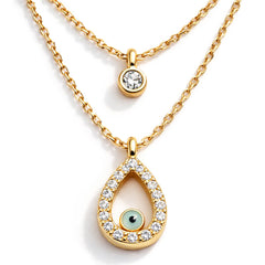 Set Collar Doble MOON & SELF Intuición Ojo Turco Oro 18k