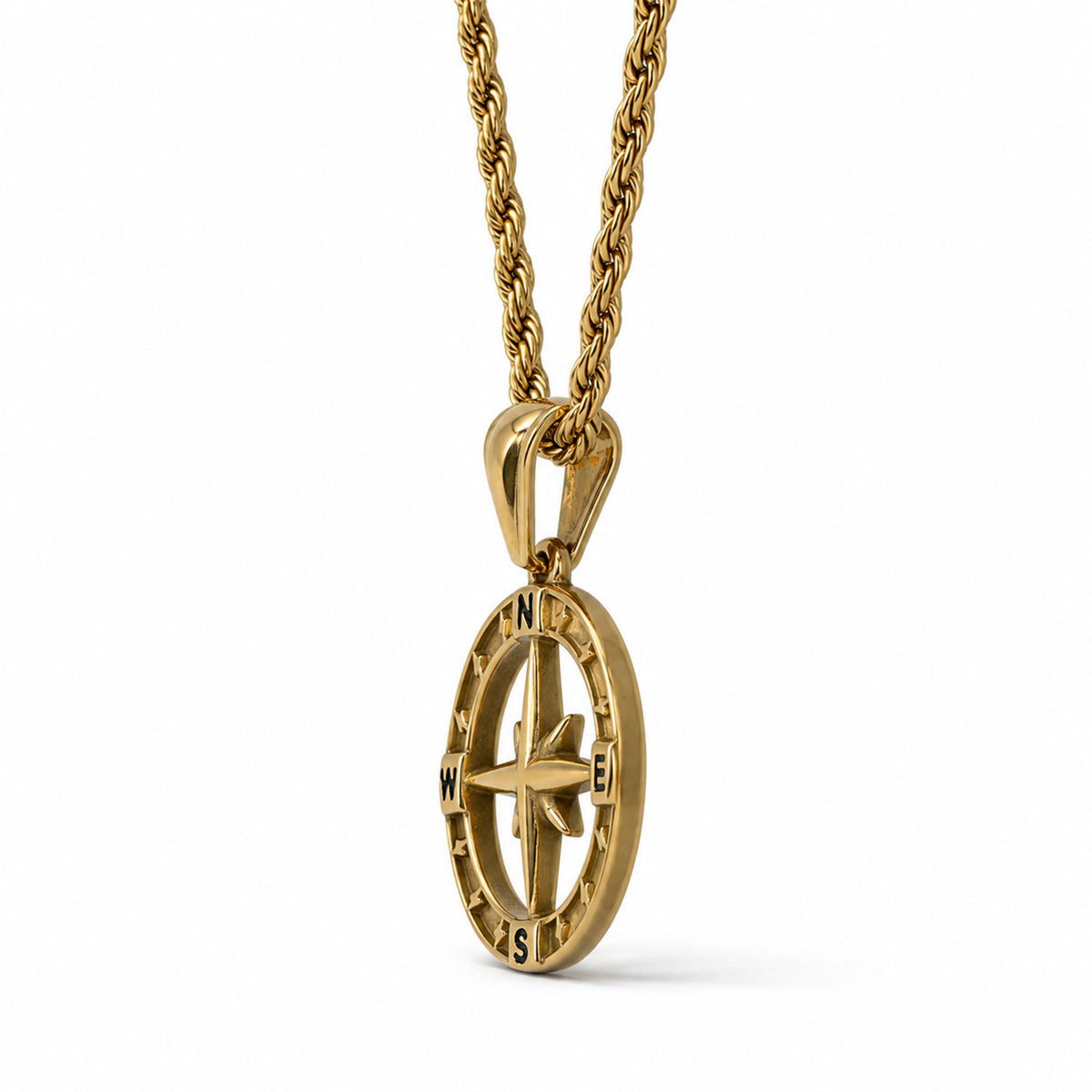 Collar Mujer Gargantilla Polaris Dije Brujula Acero Oro