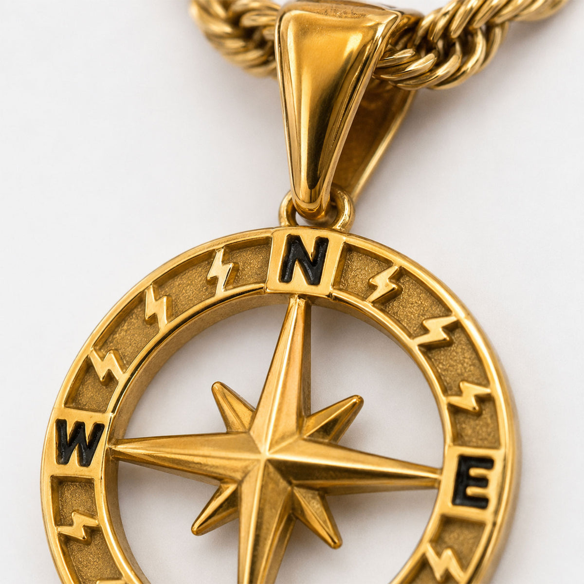 Collar Mujer Gargantilla Polaris Dije Brujula Acero Oro