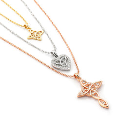 Set Triple Collar MOON & SELF Triquetra Celta Baño Oro 18k