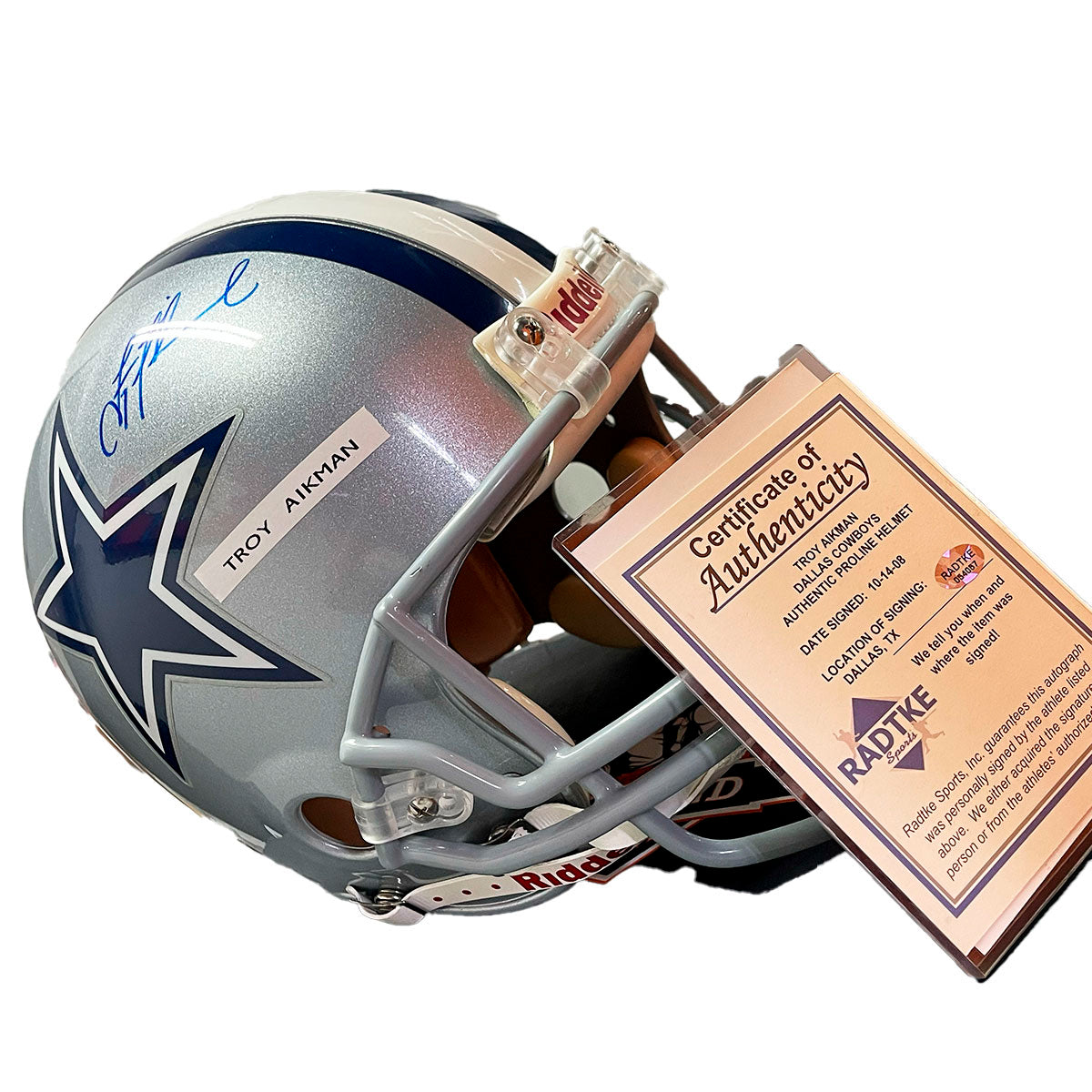 Casco Dallas Cowboys Firmado Troy Aikman Riddell Certificado