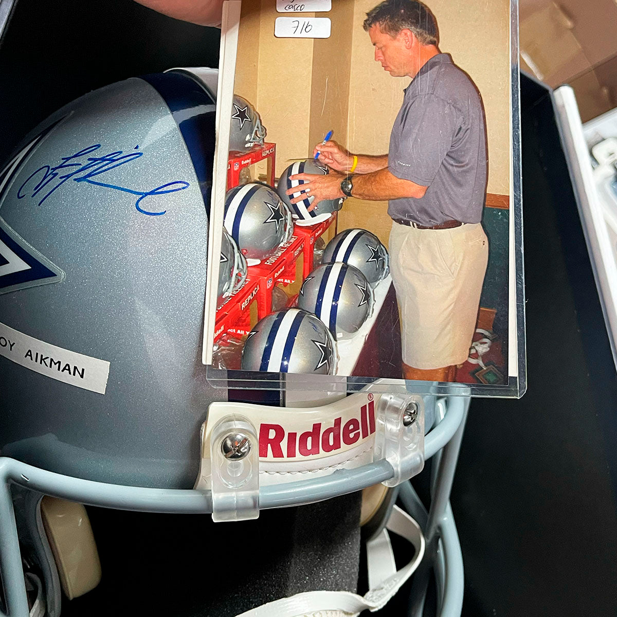 Casco Dallas Cowboys Firmado Troy Aikman Riddell Certificado