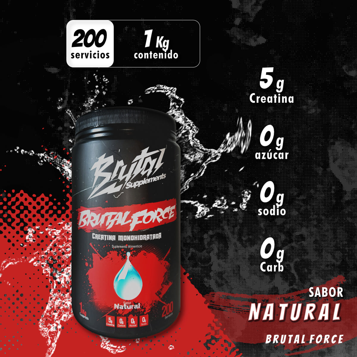 Creatina Monohidratada Brutal 1 Kilo Para Entreno y Nutrición