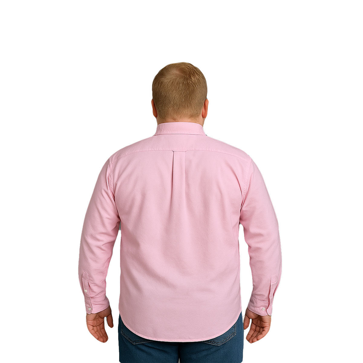 Camisa Big Kong Rosa Lisa Hombre Grande Formal Manga Larga-5XL