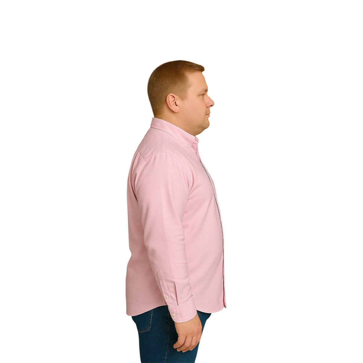 Camisa Big Kong Rosa Lisa Hombre Grande Formal Manga Larga-6XL