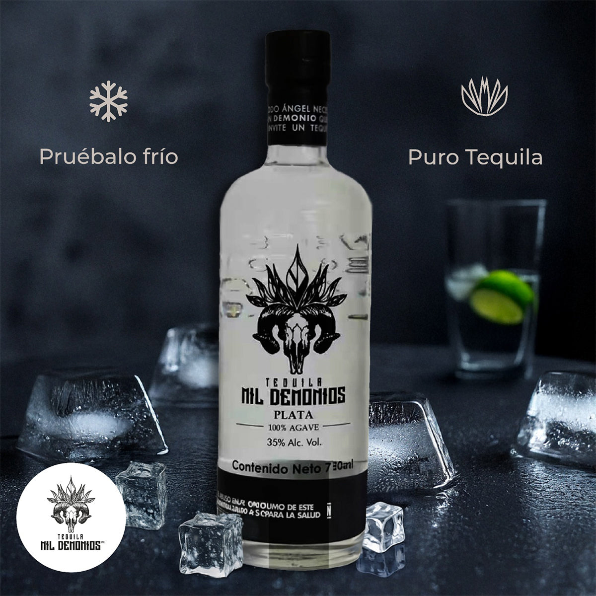 Paquete 6 Botellas De Tequila cristalino 750ml Mil Demonios