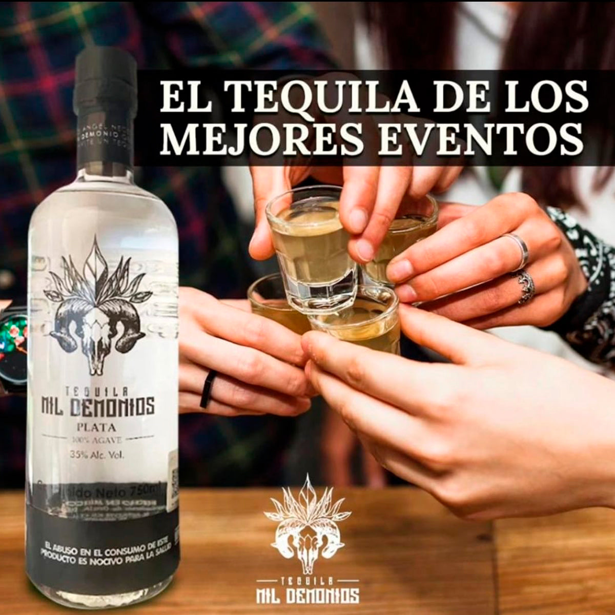 Paquete 6 Botellas De Tequila cristalino 750ml Mil Demonios