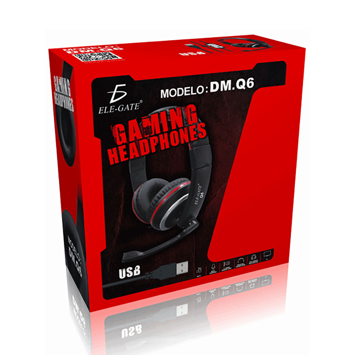 Audifonos Elegate Diadema Gamer Usb Audio Xbox 360 Pc Ps4 Q6 - Negro/Rojo