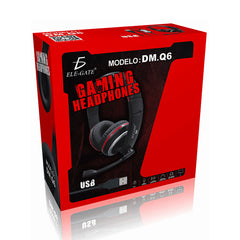 Audifonos Elegate Diadema Gamer Usb Audio Xbox 360 Pc Ps4 Q6 - Negro/Rojo
