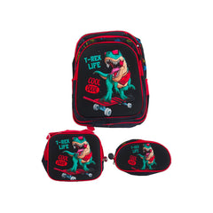 Mochila Escolar Con Luz Led Lonchera Y Lapicera Negro Liso