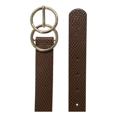 Cinturón Ferrioni Dama Piel Genuina Delia Miel Hebilla Doble